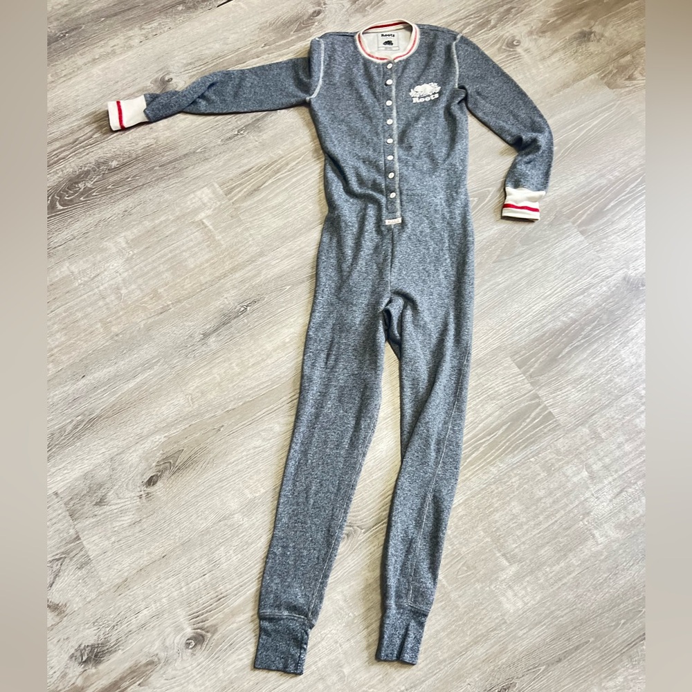 Roots One Piece Gray with Red and White Trim
